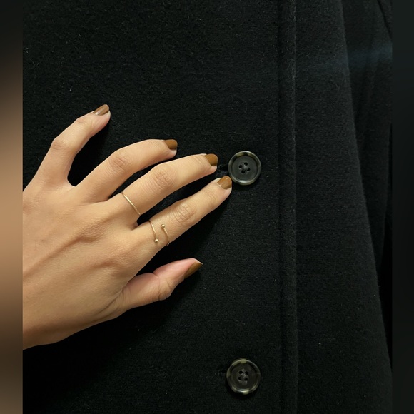 J Crew Black Cocoon Villa coat italian stadium cloth wool tortoise button funnel - Picture 7 of 11